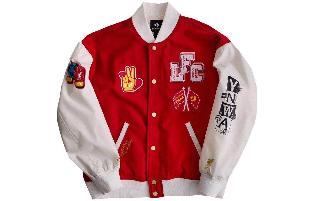 Order Converse x Liverpool FC SS23 Jaket Letterman Merah Unisex Loose Fit 10025722-A01