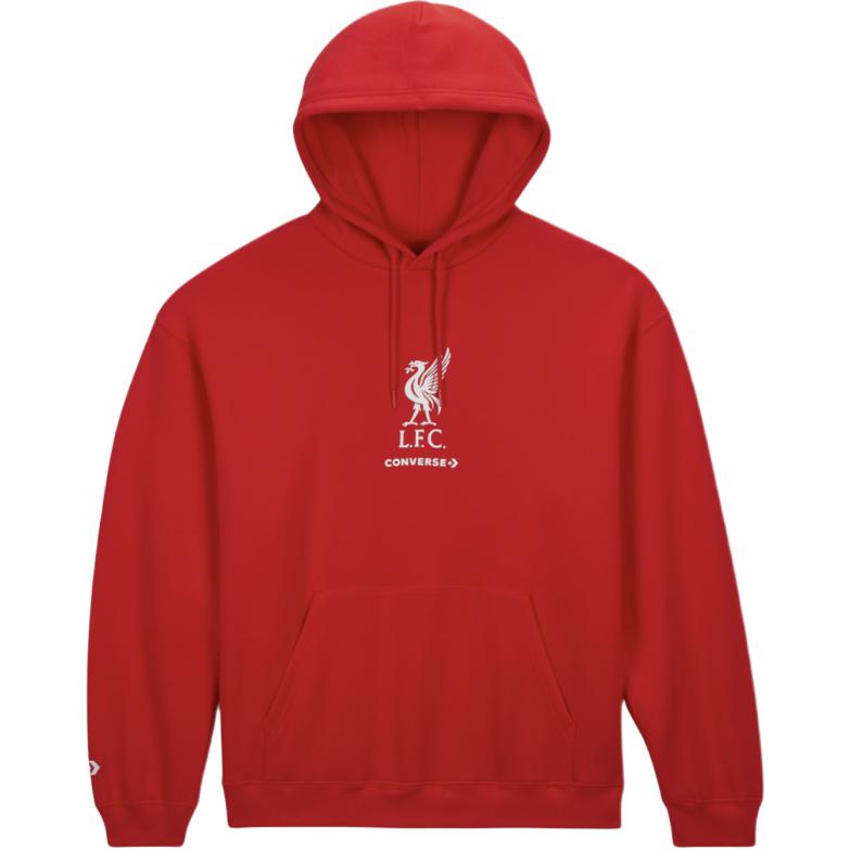 Converse Liverpool Loose-Fit Hoodie Red - Long-Sleeve Printed Sweatshirt 10026265-A02