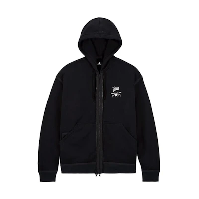 Converse Patta SS23 Clover Fleece Zip Jacket Hoodie Black Collaboration. 10024664-A01