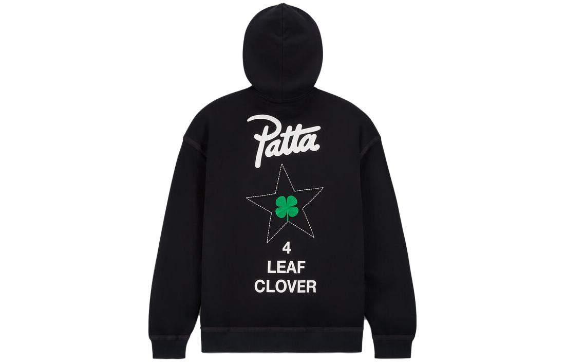 Lookbook Chaqueta con capucha negra Converse x Patta SS23 Clover Fleece Zip Colaboración. 10024664-A01