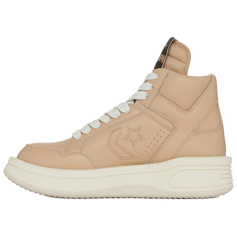 Converse x Rick Owens DRKSHDW High-Top Khaki Brown Leather Platform Sneakers. DC01DX757A06R1-193