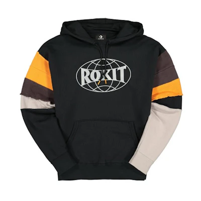 Converse ROKIT Pullover Hoodie Black Retro Sport Patchwork Collaboration 10019279-A01