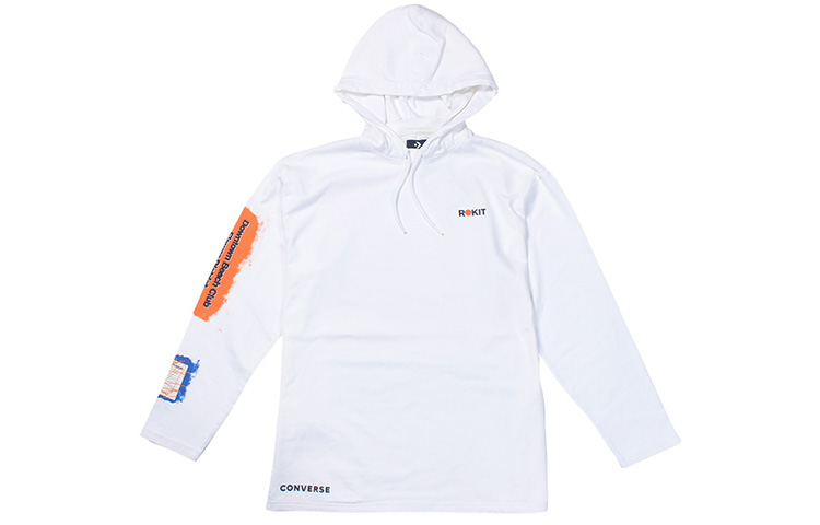 Converse Rokit White Hoodie with Large Back Logo Design 10020773-A01