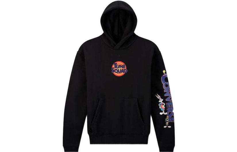 Converse x Space Jam Hoodie Black Anime Print Pullover Long Sleeve Sweater 10023064-A01