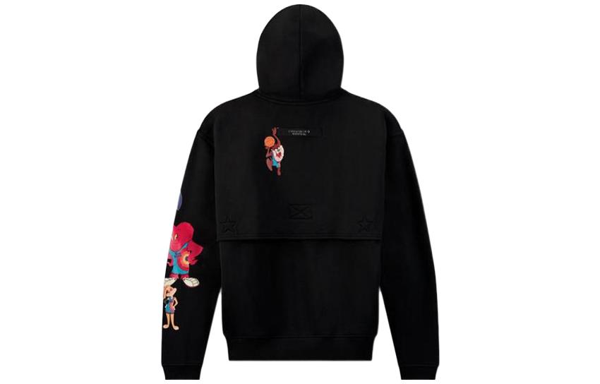 Lookbook Converse x Space Jam Hoodie Hitam Cetakan Anime Pullover Lengan Panjang Sweater 10023064-A01