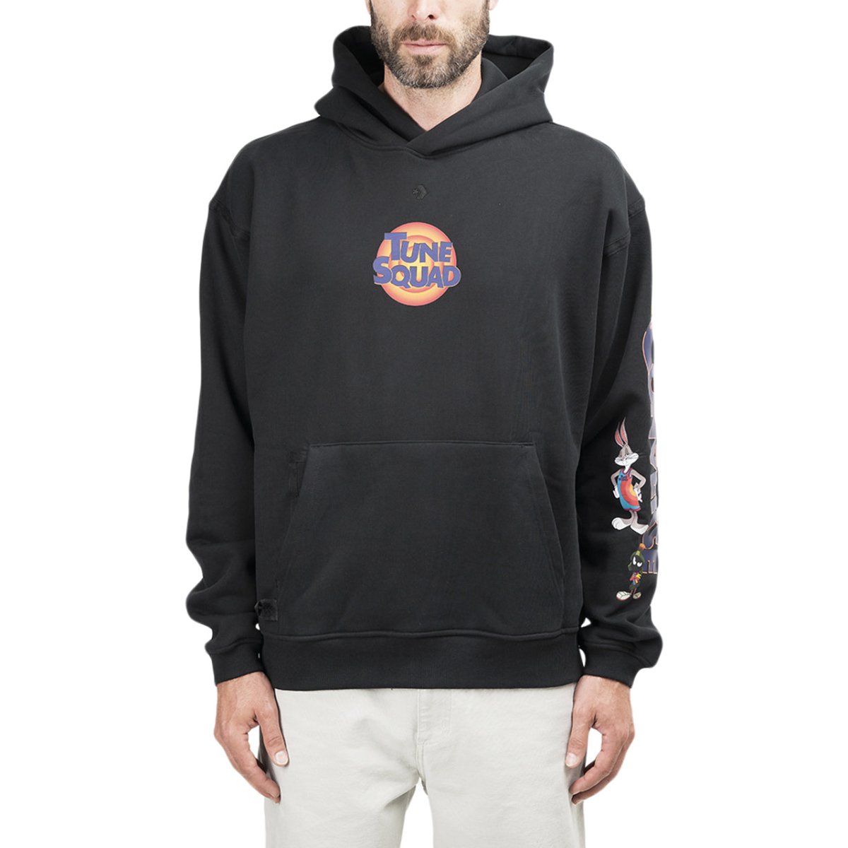 Shop Converse x Space Jam Hoodie Hitam Cetakan Anime Pullover Lengan Panjang Sweater 10023064-A01