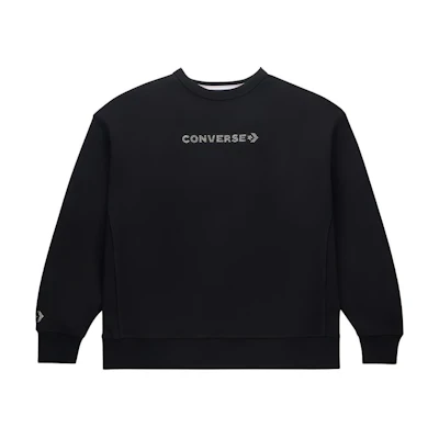 Converse SWAROVSKI® SS24 Unisex Black Logo Crewneck Long Sleeve Sweatshirt 10027136-A01