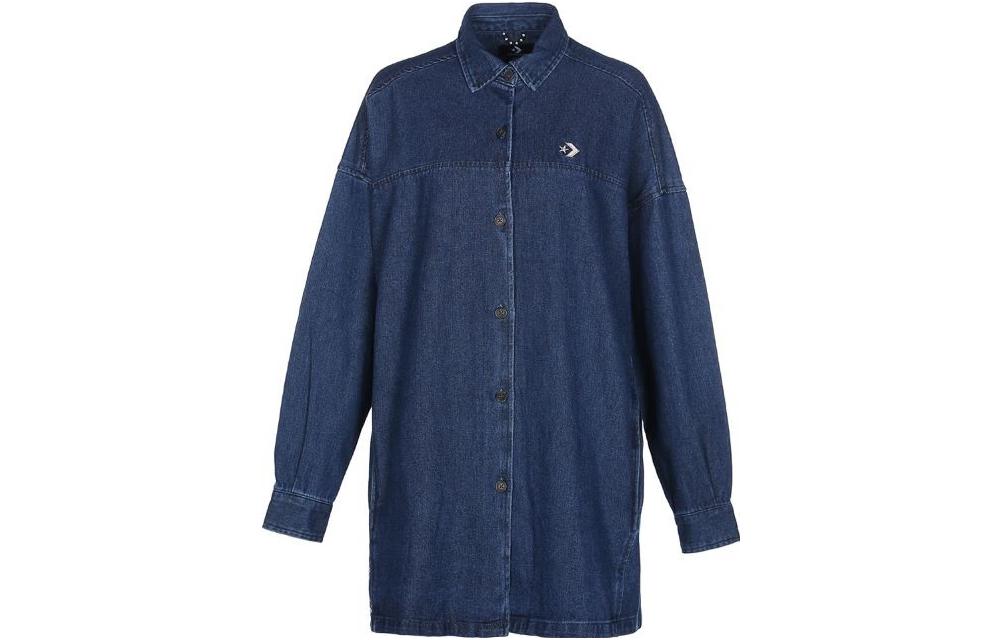Converse x Utility Woven Blue Denim Shirt Jacket Unisex Long Sleeve 10024864-A01