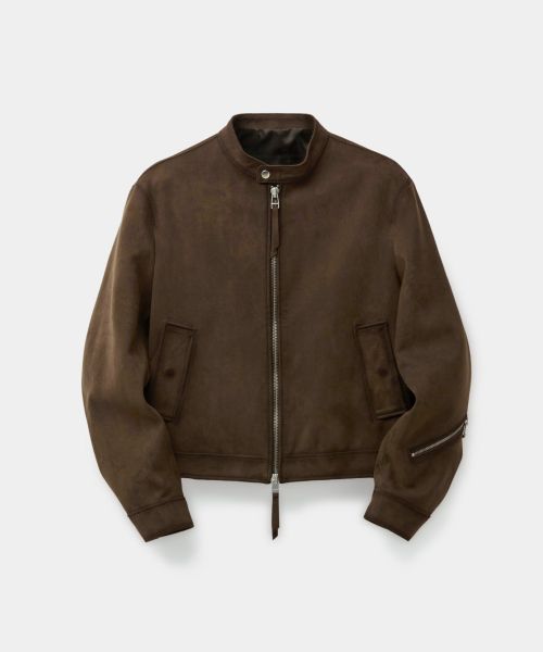 COOR Fake Suede Seam Washed Biker Jacket (Dark Brown) CXG2JP25K-DBR