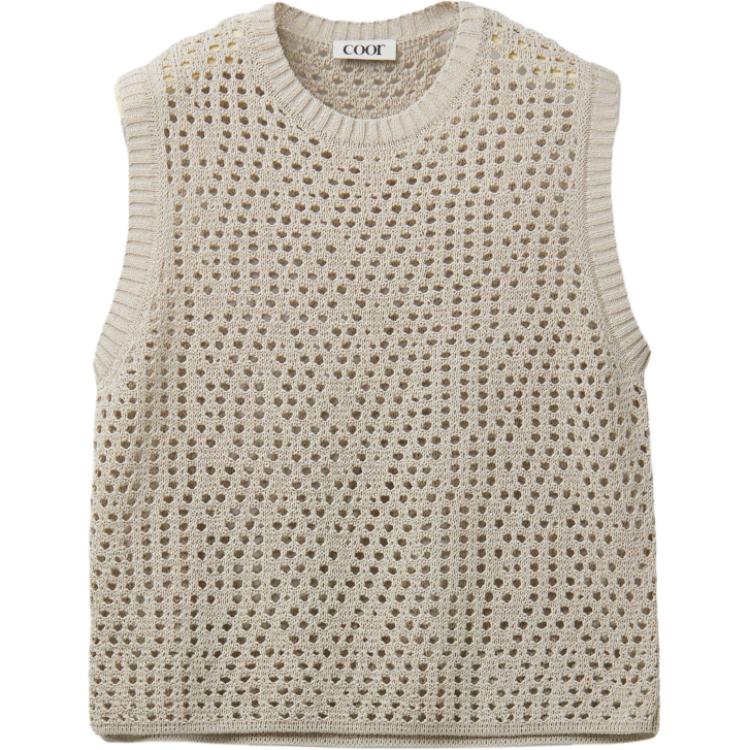 COOR SS25 Solid Minimalist Crochet Knit Vest Unisex CXF3KT03K-NAT