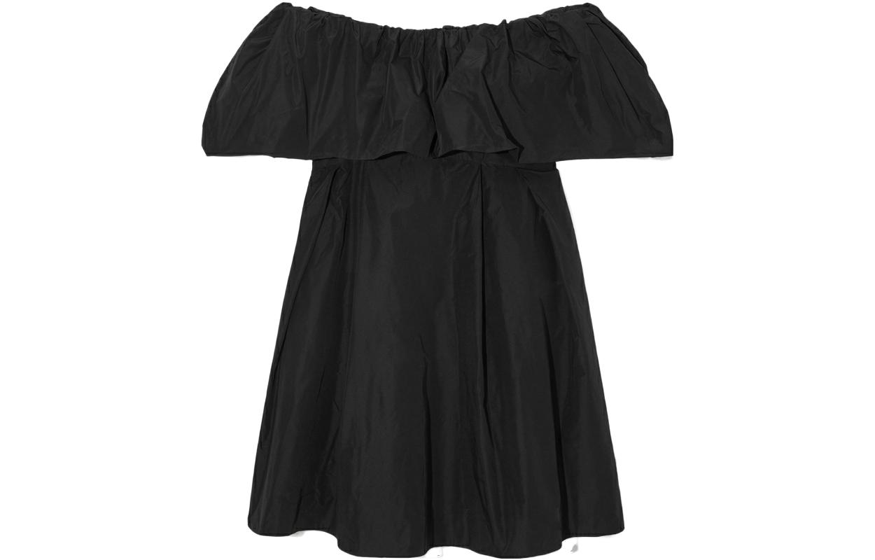 COS Ruched Off-Shoulder Short Sleeve Dress Black 1164430002