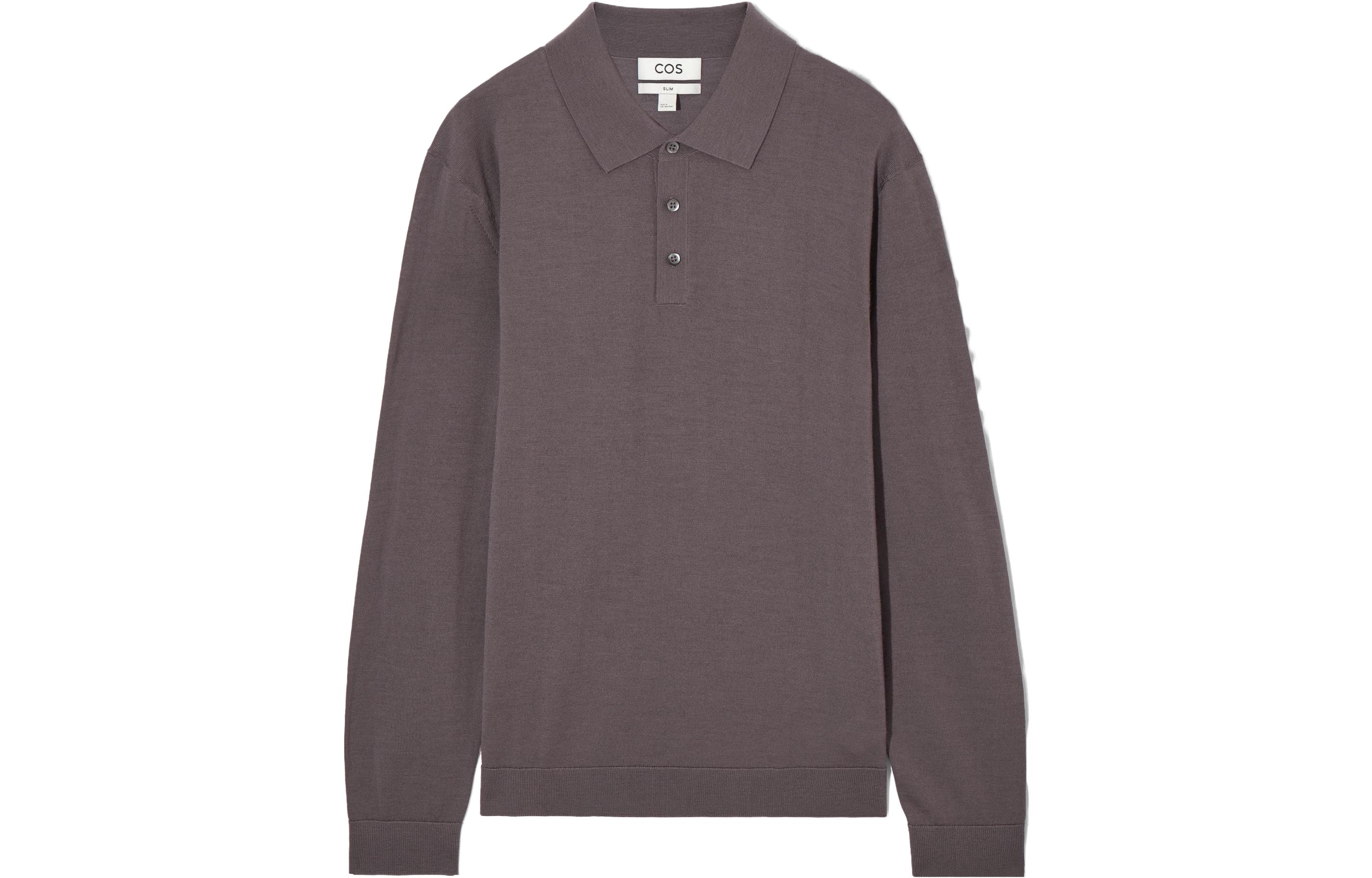 COS Slim-Fit Ribbed Long-Sleeve Polo Shirt Men’s Dusky Pink 1182271003