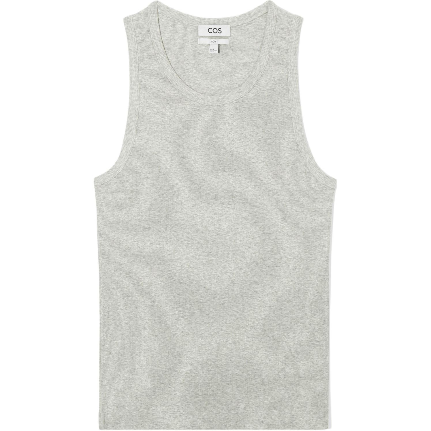 COS Slim Fit Ribbed Scoop Neck Tank Top - Gray 1150895004