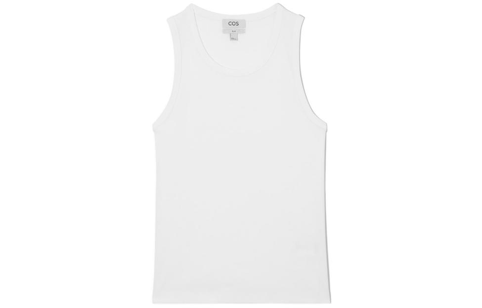 COS Slim Fit Soft Plain Tank Top - White 1150895001
