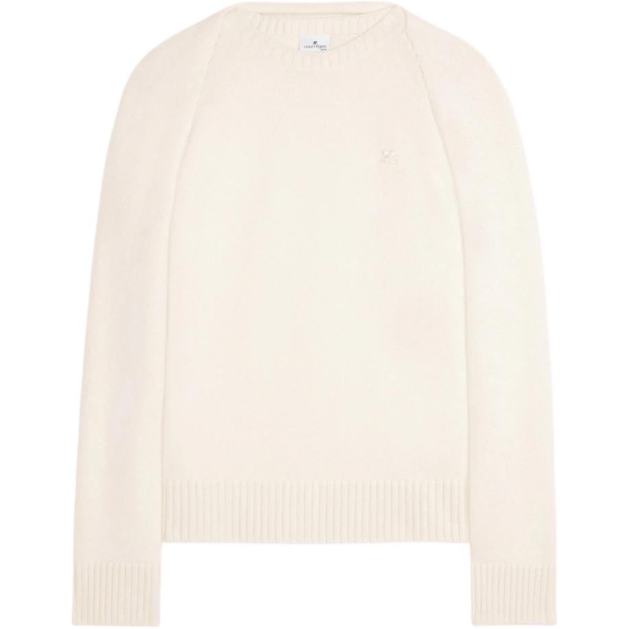 Courrèges COURREGES Logo Draped Crewneck Pullover Sweater Unisex Beige. 324MPU185FI00620079