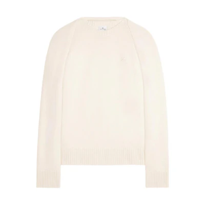 Courrèges COURREGES Logo Draped Crewneck Pullover Sweater Unisex Beige. 324MPU185FI00620079