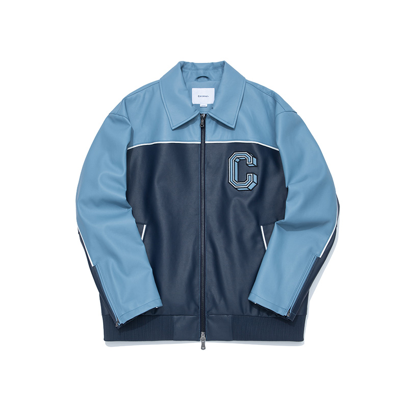 COVERNAT 2024 Spring Casual PU Leather Letterman Jacket. CO2401JK11NA