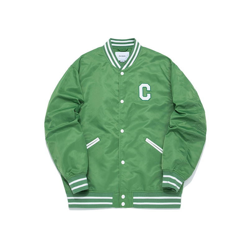 COVERNAT 2024 Spring Summer Varsity Jacket Apple Green Unisex Loose Fit. CO2401JK10AG