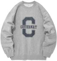 COVERNAT Big C Logo Casual Loose Fit Crewneck Long Sleeve Sweatshirt Grey Unisex CO2203CR04MG COVERNAT Big C Logo Casual Loose Fit Crewneck Long Sleeve Sweatshirt Grey Unisex CO2203CR04MG