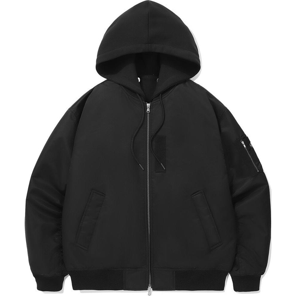 COVERNAT Black Jacket with Detachable Hood and Dual Zipper Closure CO2403JK30BK