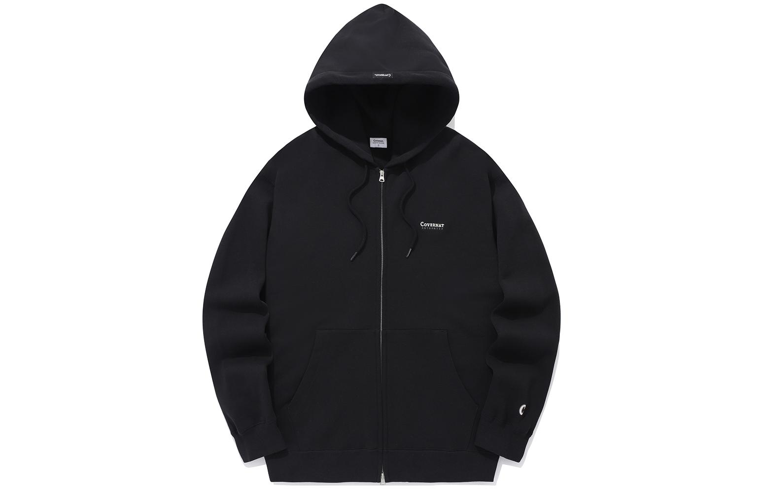 COVERNAT Black Solid Color Zip-Up Hoodie Jacket CO2401HZ01BK