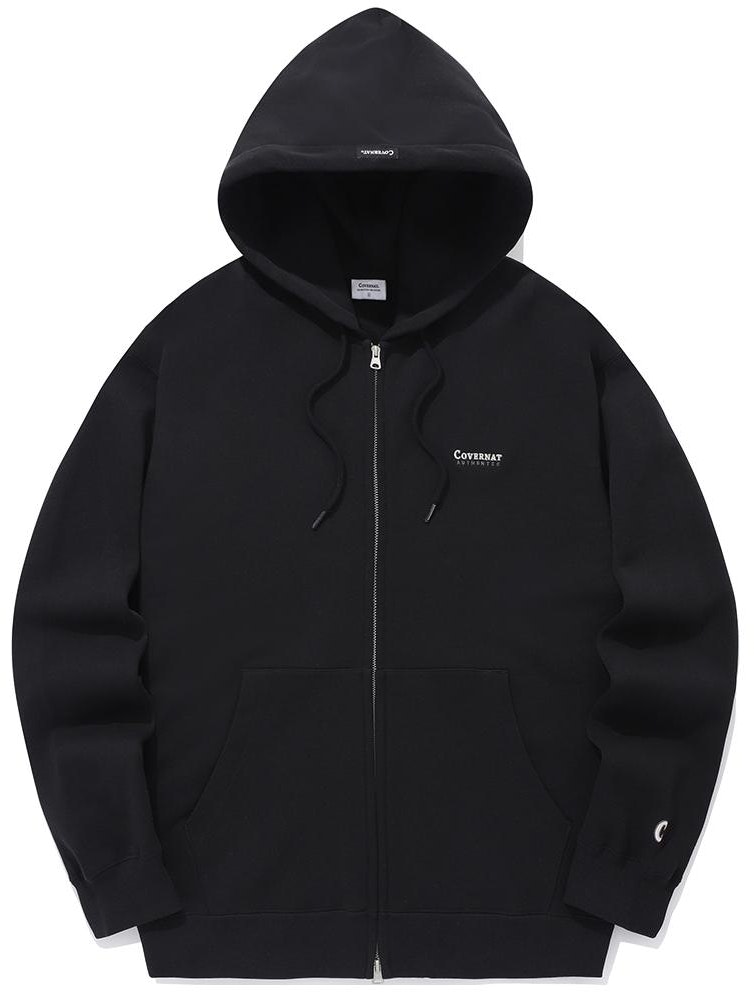 covernat-black-solid-color-zip-up-hoodie-jacket-co-2401-hz-01-bk