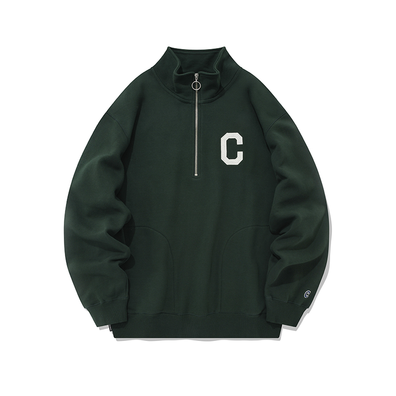 COVERNAT C-Logo Oversized Half-Zip Pullover Sweatshirt Unisex Green. CO2203CR02GN
