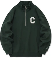 COVERNAT C-Logo Oversized Half-Zip Pullover Sweatshirt Unisex Green. CO2203CR02GN COVERNAT C-Logo Oversized Half-Zip Pullover Sweatshirt Unisex Green. CO2203CR02GN