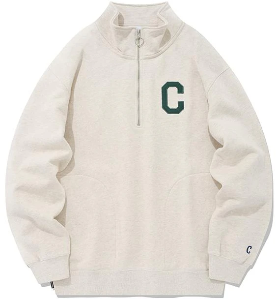 covernat-c-logo-oversized-half-zip-pullover-sweatshirt-unisex-beige-co-2203-cr-02-ot