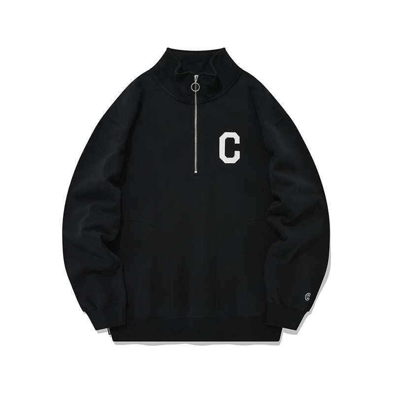 COVERNAT C Logo Oversized Half-Zip Pullover Sweatshirt Unisex BLACK CO2203CR02BK