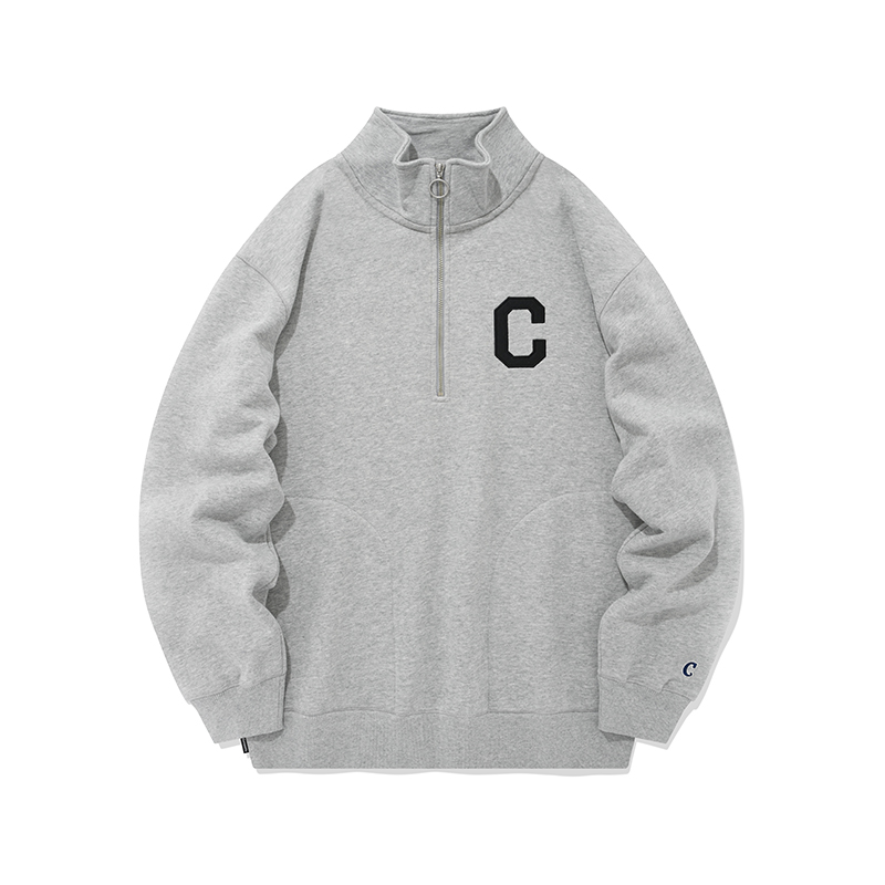COVERNAT C Logo Oversized Half-Zip Pullover Sweatshirt Unisex Grey CO2203CR02MG