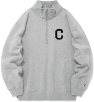 COVERNAT C Logo Oversized Half-Zip Pullover Sweatshirt Unisex Grey CO2203CR02MG COVERNAT C Logo Oversized Half-Zip Pullover Sweatshirt Unisex Grey CO2203CR02MG