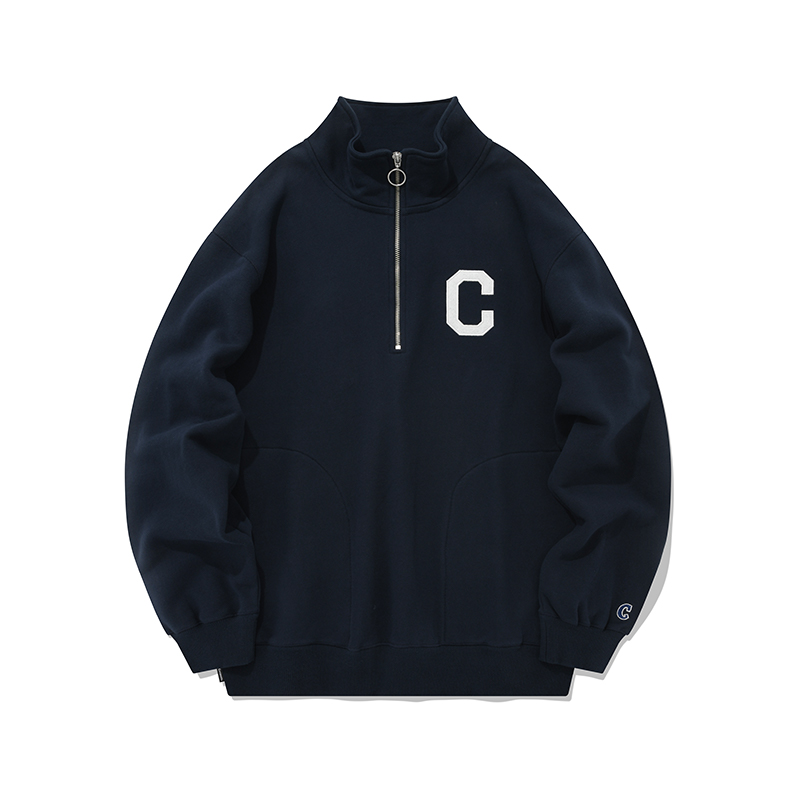 COVERNAT C Logo Oversized Half-Zip Pullover Sweatshirt Navy Unisex CO2203CR02NA