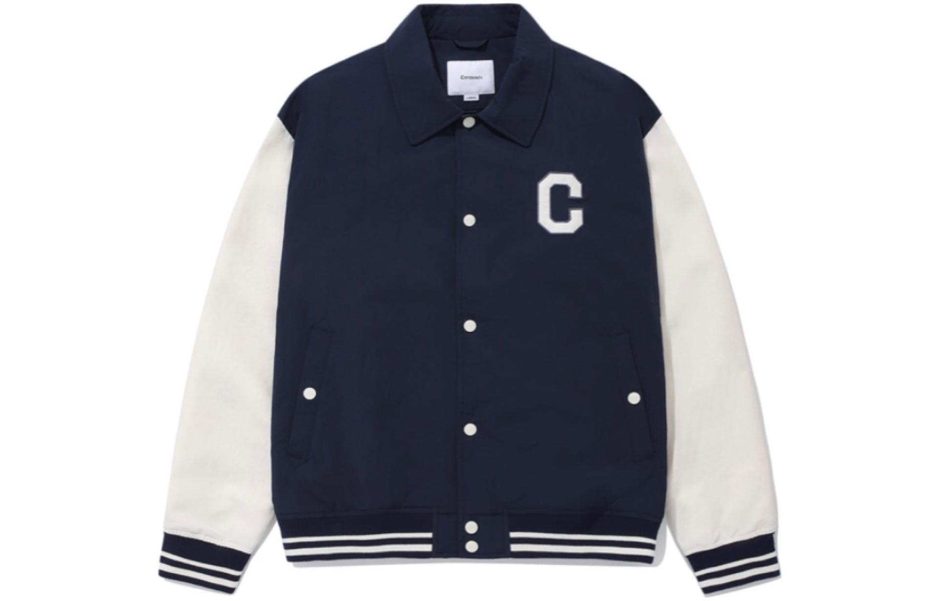 COVERNAT Color-Block Single-Breasted Logo Loose Jacket Men’s Blue CO2401JK14NA