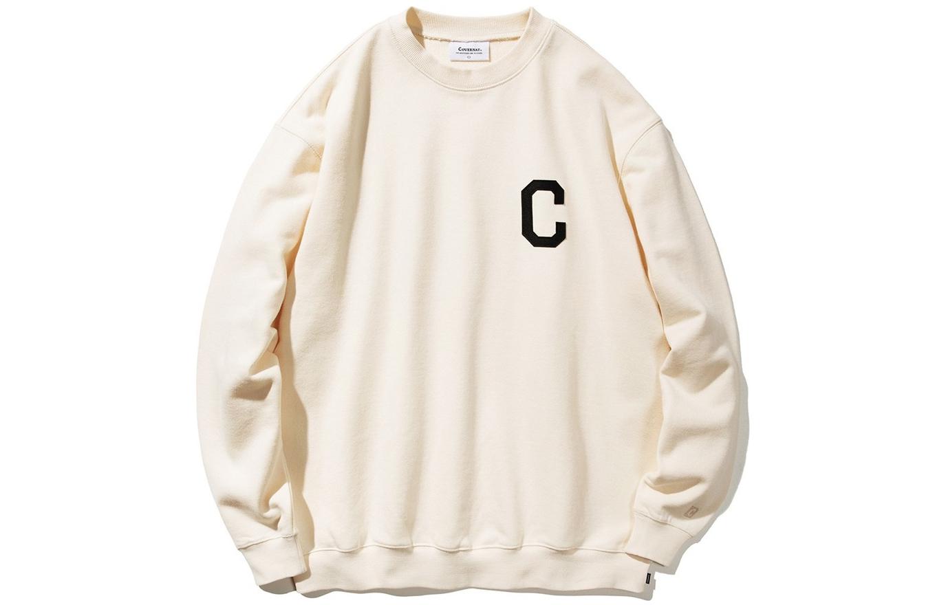COVERNAT Embroidered Letter C Crewneck Oversized Sweatshirt Unisex Off-White CO0000CR01IV