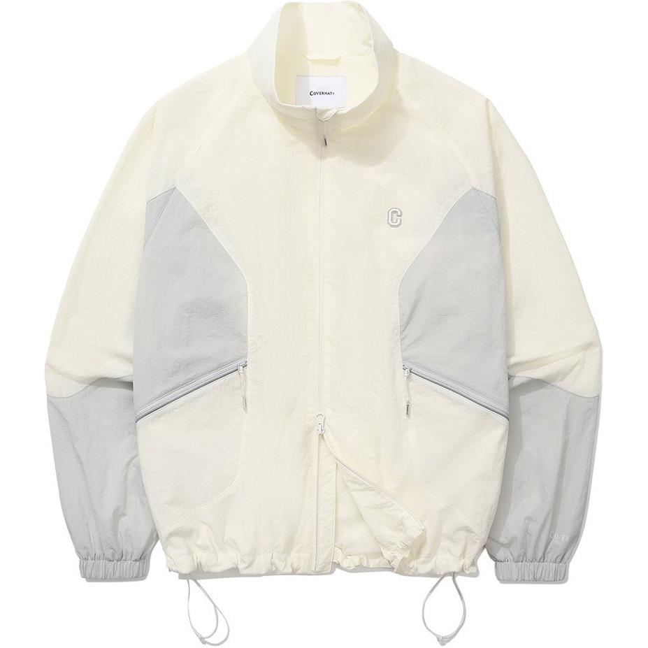 COVERNAT Embroidered Logo Contrast Hem Drawstring Jacket Men Ivory. CO2403JK02IV