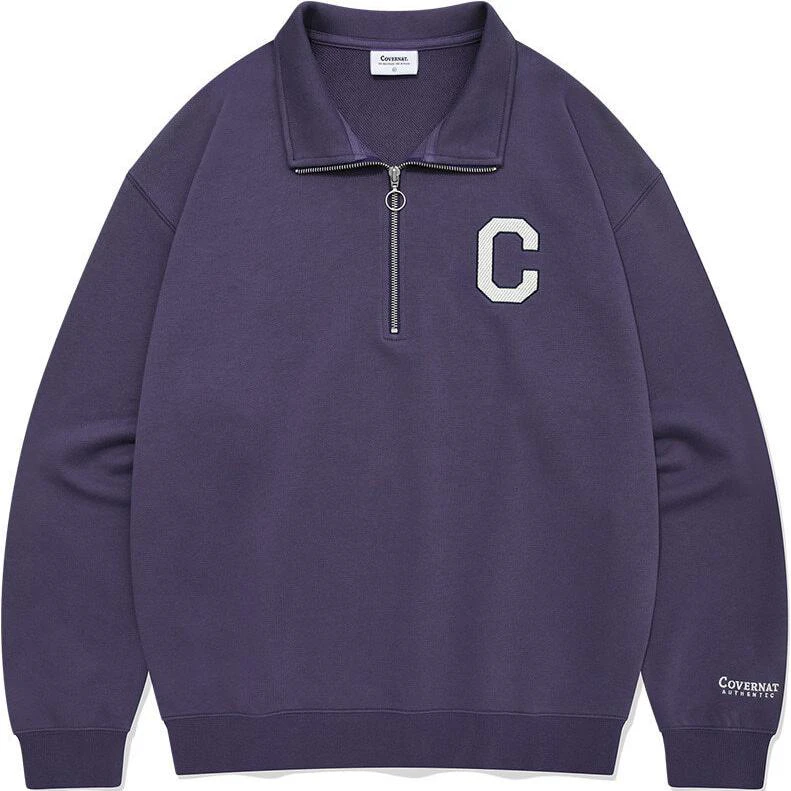 covernat-embroidered-logo-half-zip-pullover-sweatshirt-purple-co-2403-cr-10-pu