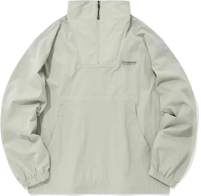covernat-embroidered-logo-high-neck-pullover-jacket-unisex-light-gray-co-2201-jk-20-lg