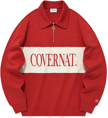 커버낫 가을 겨울 빈티지 하프집 풀오버 스웨트셔츠 레드 유니섹스. CO2303CR14RD-1 Buy 커버낫 가을 겨울 빈티지 하프집 풀오버 스웨트셔츠 레드 유니섹스. CO2303CR14RD-1