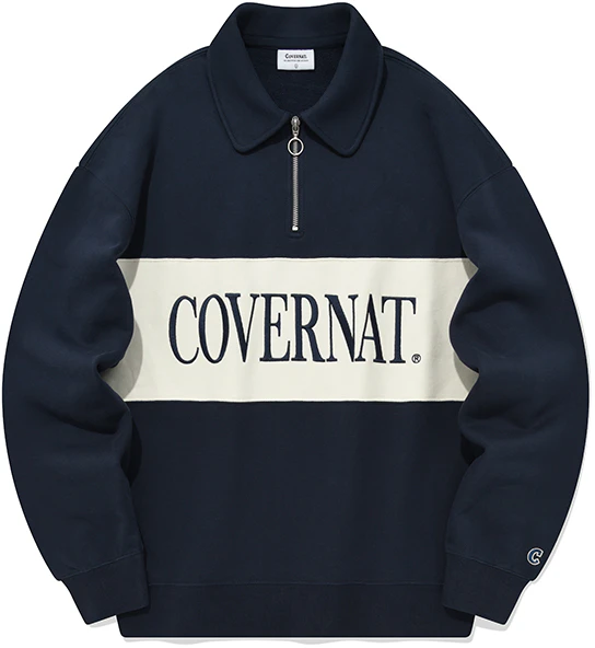 covernat-fall-winter-vintage-half-zip-pullover-sweatshirt-navy-unisex-co-2303-cr-14-na-1