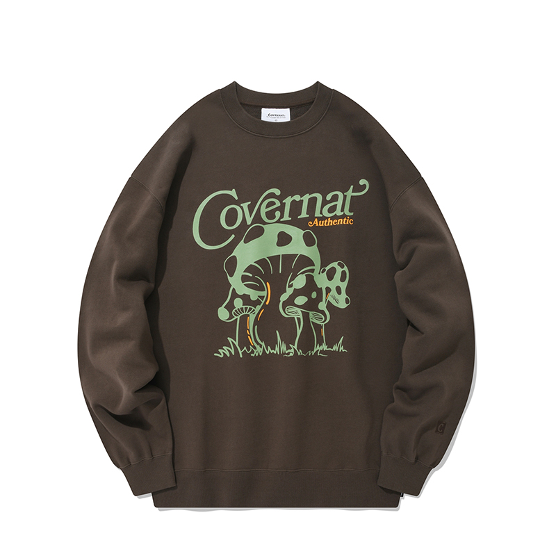 COVERNAT FW22 Cartoon Mushroom Graphic Casual Unisex Sweatshirt. CO2201CR09BR