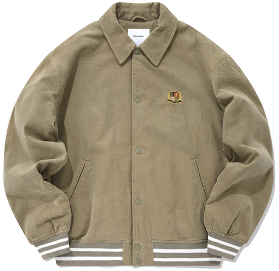 covernat-fw-22-corduroy-embroidered-badge-varsity-jacket-unisex-beige-co-2203-jk-27-be
