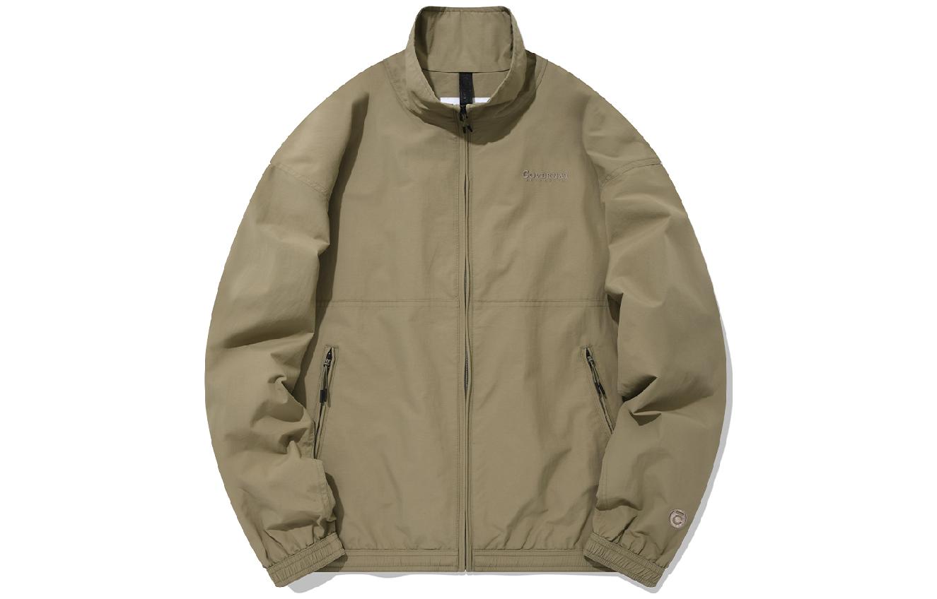 COVERNAT FW22 Embroidered Logo Stand Collar Relaxed Fit Flight Jacket Khaki Unisex CO2201JK08KH