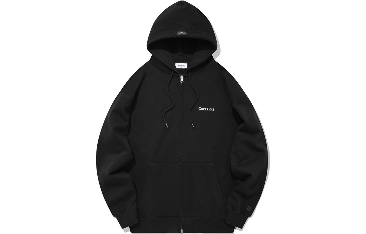 COVERNAT FW22 Embroidered Logo Zip-Up Cotton Jacket Unisex - Black CO2201HZ01BK