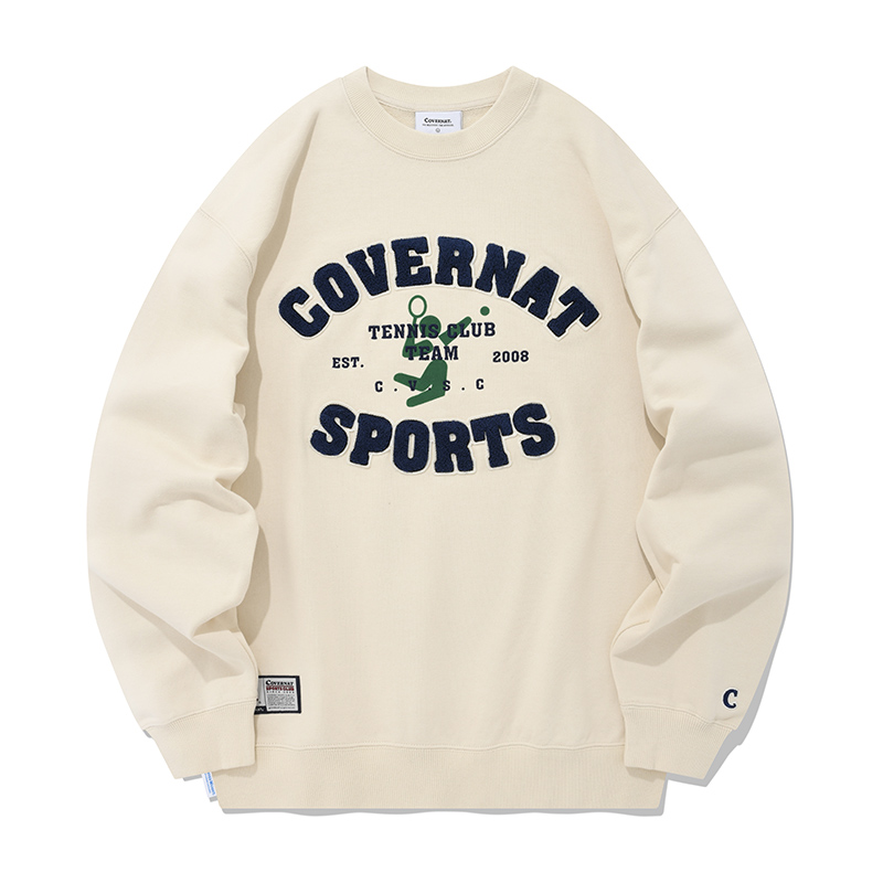 COVERNAT FW22 Fleece Lettering Crewneck Sweatshirt Unisex Beige CO2203CR14EC