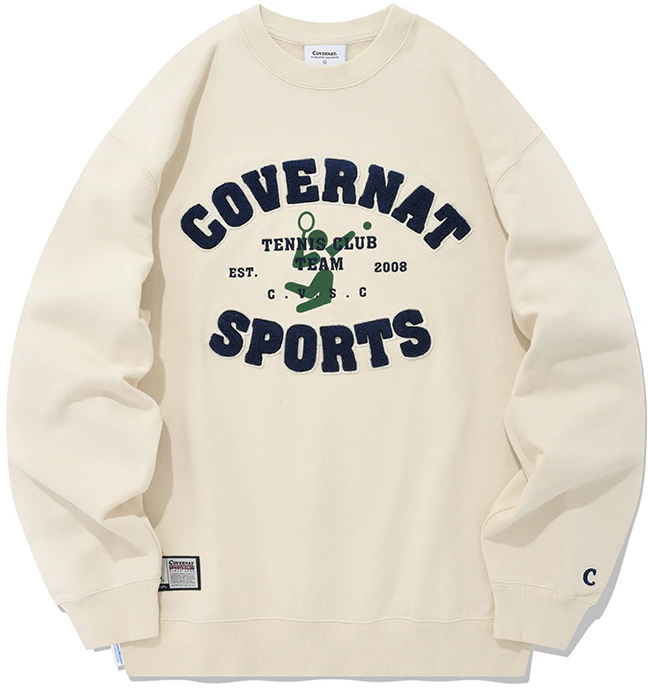 covernat-fw-22-fleece-lettering-crewneck-sweatshirt-unisex-beige-co-2203-cr-14-ec