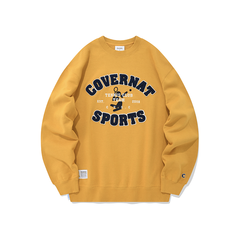 COVERNAT FW22 Fleece Lettering Crewneck Sweatshirt Unisex Yellow CO2203CR14YL