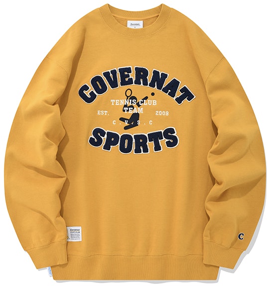 covernat-fw-22-fleece-lettering-crewneck-sweatshirt-unisex-yellow-co-2203-cr-14-yl