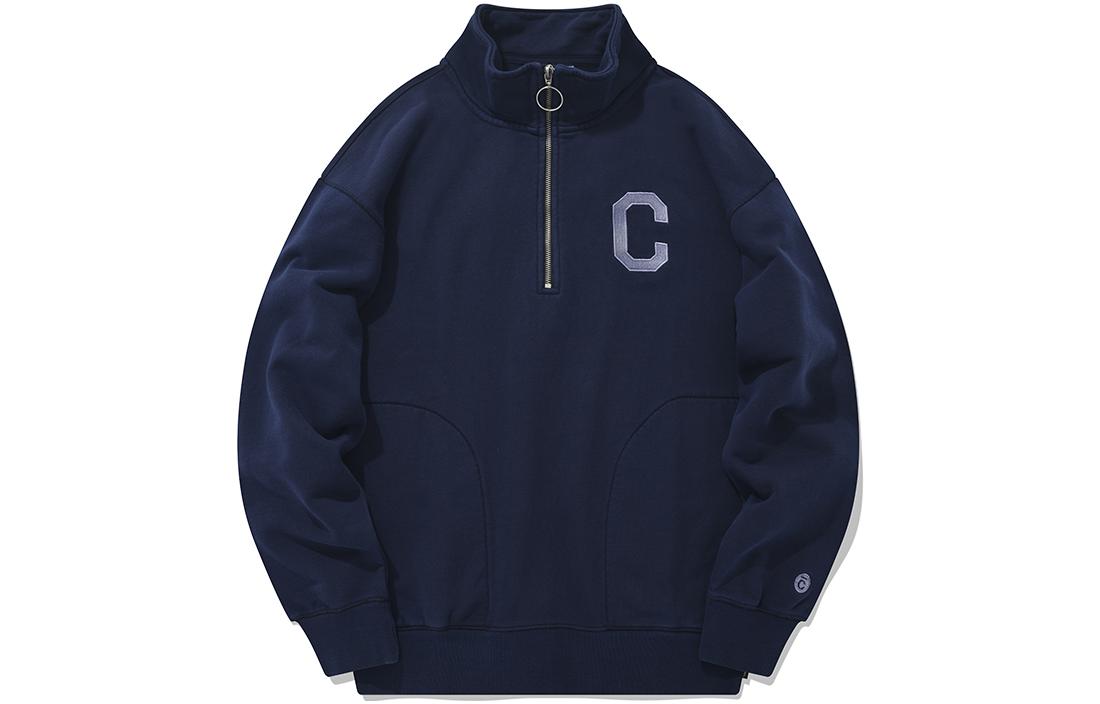 COVERNAT FW22 Half-Zip Sweatshirt with Embroidered Logo Navy Unisex CO2201CR16