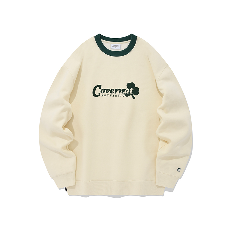 COVERNAT FW22 Korean Trendy Clover Crewneck Cotton Pullover Unisex Sweatshirt. CO2203CR16CM